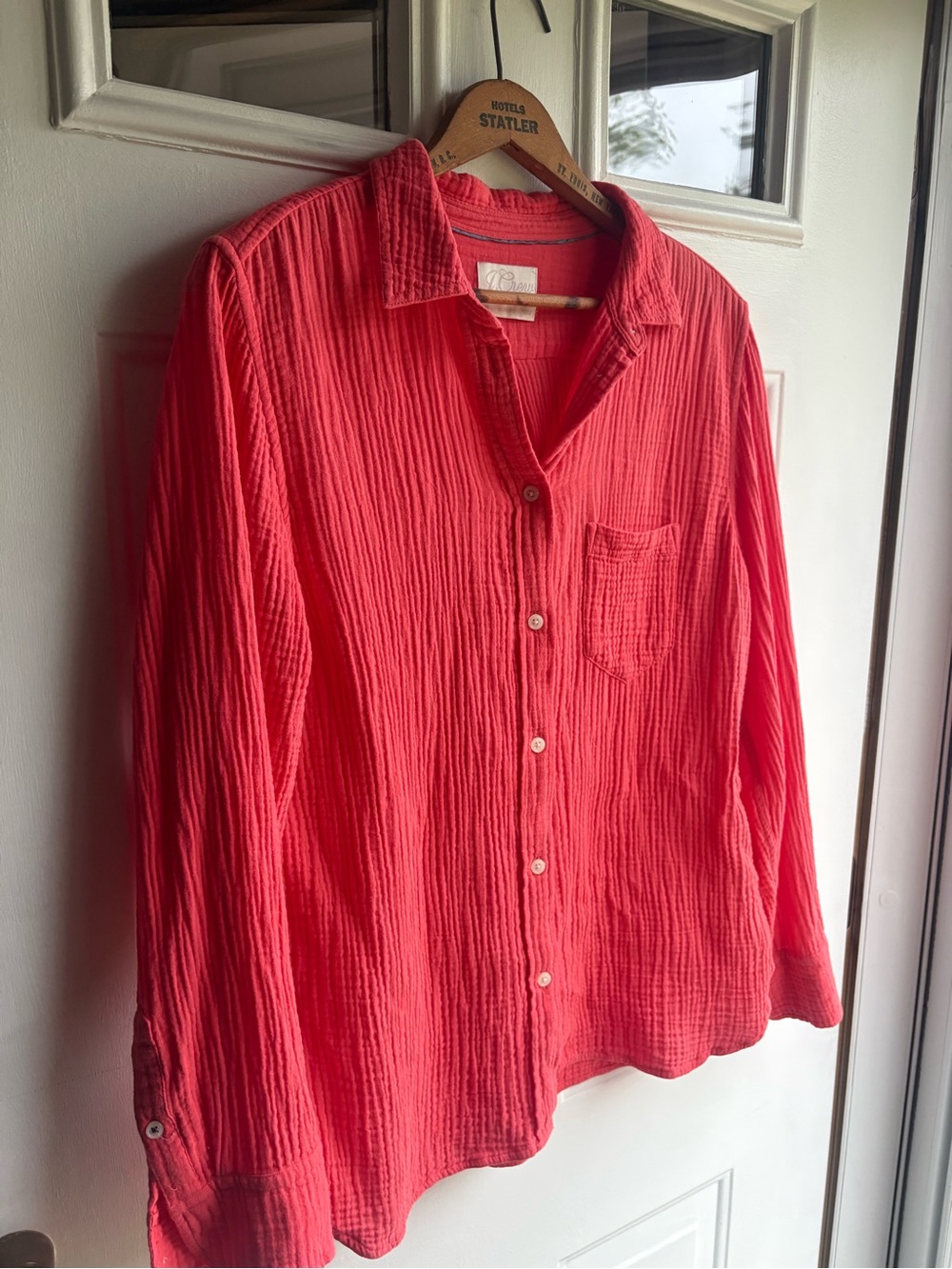 J.Crew Re-Imagined Coral 100% Cotton Gauze Button Front Shirt Women’s Size 10